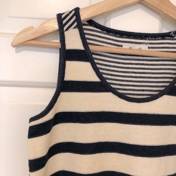 Madewell Navy Coastland Stripe Crop Sweater Round Neck Tank Top - Picture 4 of 5